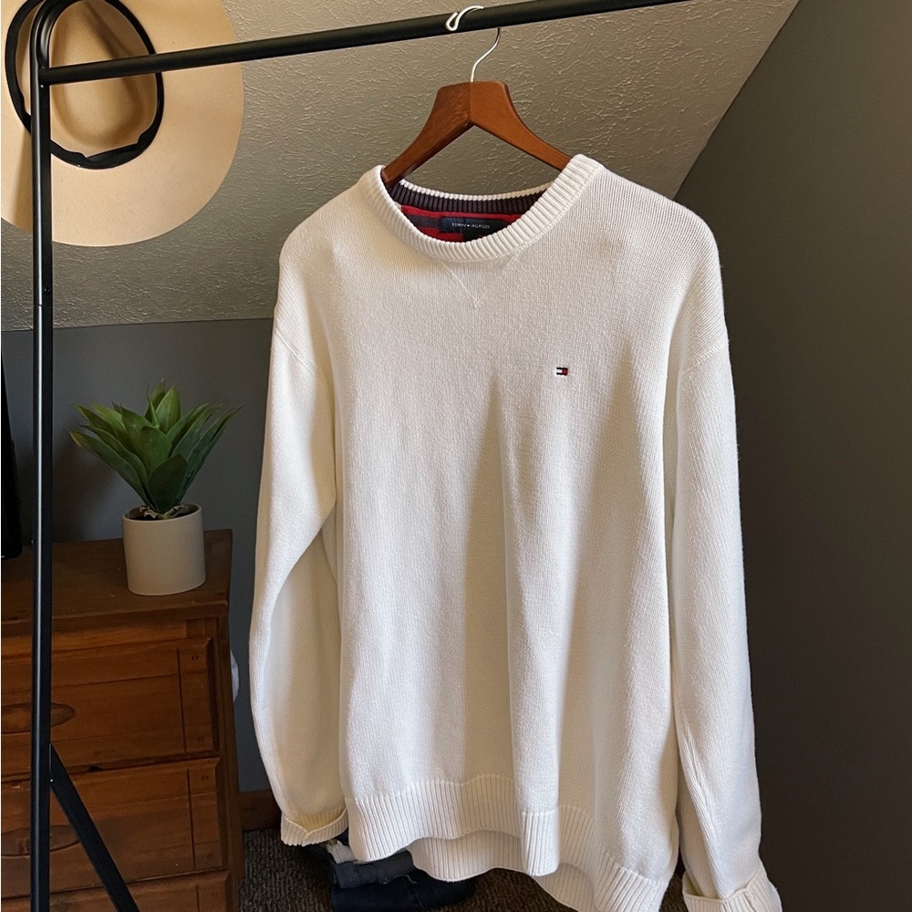 Tommy Hilfiger sweater crew neck, men’s XL, white